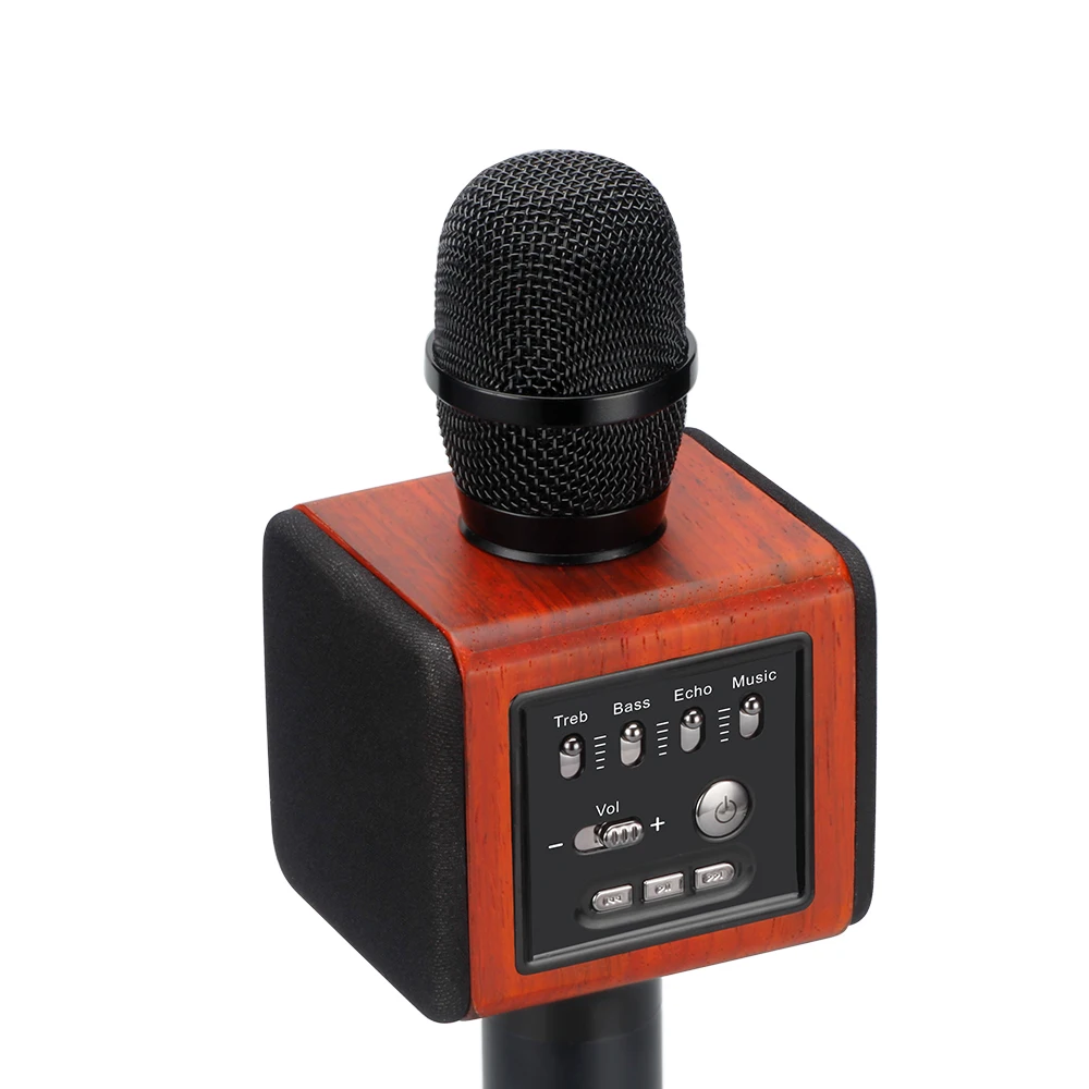 Original brand MicGeek ELF Wireless Karaoke Microphone 2.1 Sound Track Natural Rosewood DSP Chip Voice Speakers Smartphone 06