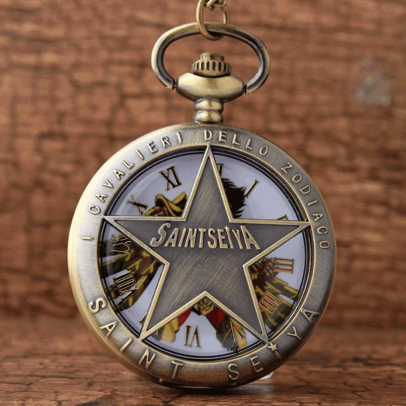 

Japanese Saint Seiya Pocket Watch Fob Chain Quartz Japan Cartoon Comics Male Open-face Clock Mens Watch Mens reloj de bolsillo