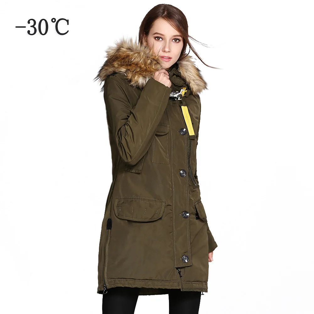 

COUTUDI Women Thick Winter Jacket Big Faux Fur Hooded Warm Parka Coats Female Windbreaker Jacket Overcoat Long Women's Parkas