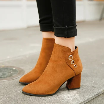

size26-28 Nice New Women Dress Shoes , Ladies High Heels Sexy Boots Soft Leather Shoes Woman Female Formal Jeans Ankle Boot