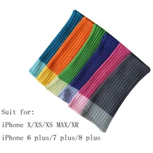 6 шт цветной шерстяной вязаный носок чехол для iphone XS MAX/XS/XR/X/8 PLUS/7 PLUS/6 PLUS