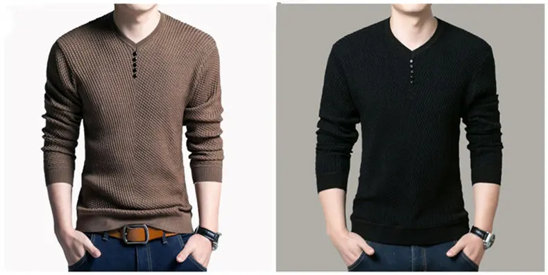 Men's Cute V-Neck Knitted Long Sleeves Pullover Sweatshirt-Style
