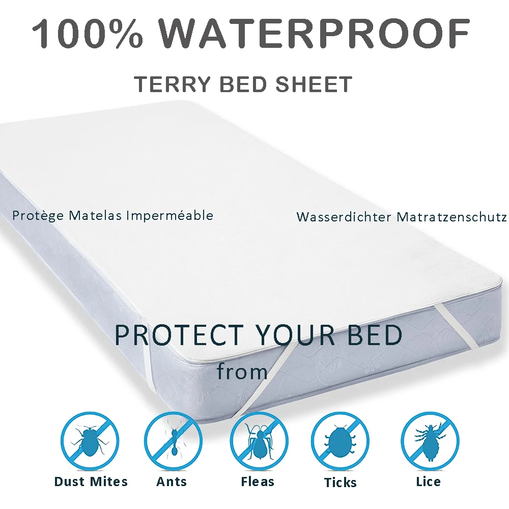  LFH New Terry Cloth Waterproof Bed Sheet For Mattress Pad & Topper With Band Bed Protector Waterpro