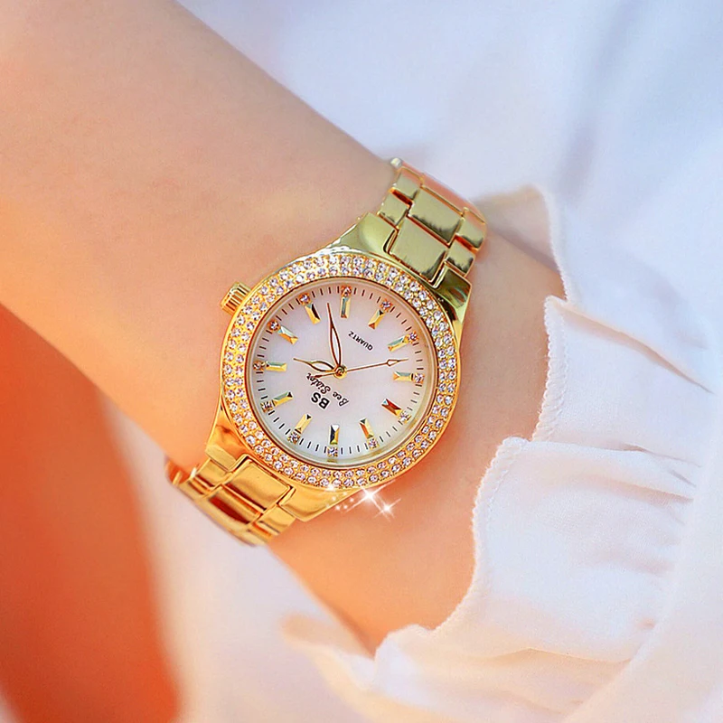 

Luxury Creative Women Watches Bracelet Stainless Steel Watchband Diamond Crystal Dial Gold Qaurtz Ladies Watch relogio feminino