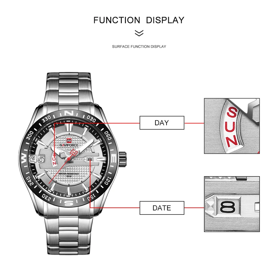Креативные спортивные мужские часы NAVIFORCE, Топ бренд, полностью стальные военные кварцевые наручные часы, мужские водонепроницаемые часы для дропшиппинга