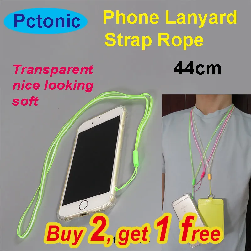 PCTONIC المحمول شريط لتعليق الهاتف المحمول الشفافية شفافة PVC طويل الرقبة الحبل حبل للكاميرا جراب هاتف ذكي 44 سنتيمتر المفاتيح