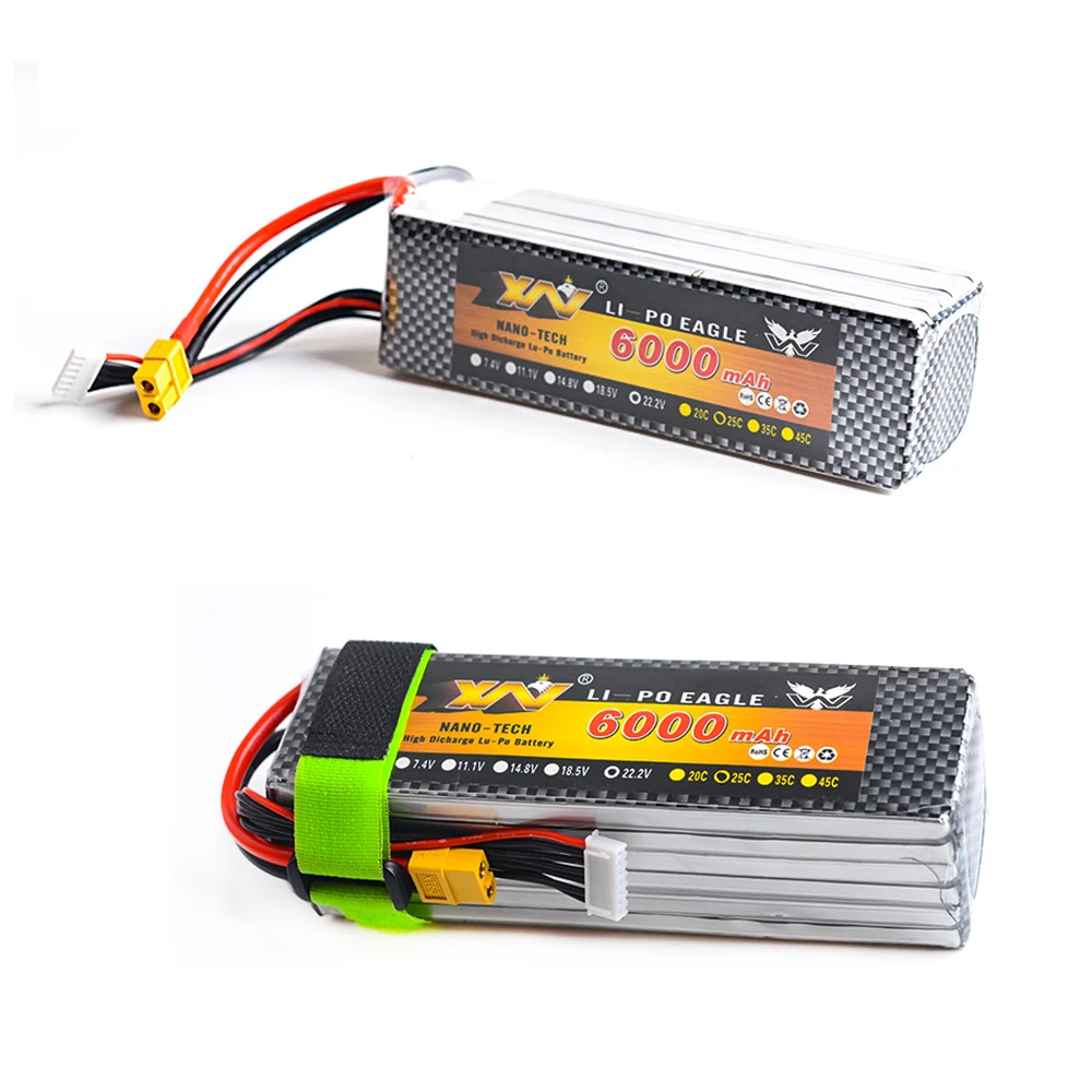 

YW RC Lipo Battery 7.4V 11.1V 6000mah 25C AKKU Batteria XT60 Plug For Helicopter RC Model Trex 500 Rc Car Boat