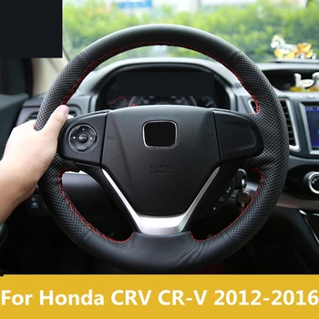 

For Honda CRV CR-V 2012-2016 Steering Wheel Covers soft Leather braid on the steering-wheel of Car Interior accessories