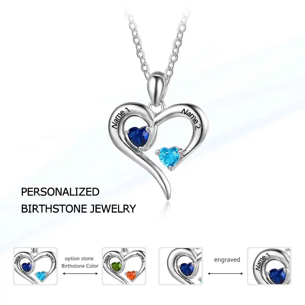 JewelOra ожерелье из стерлингового серебра 925 пробы с индивидуальным сердцем 2