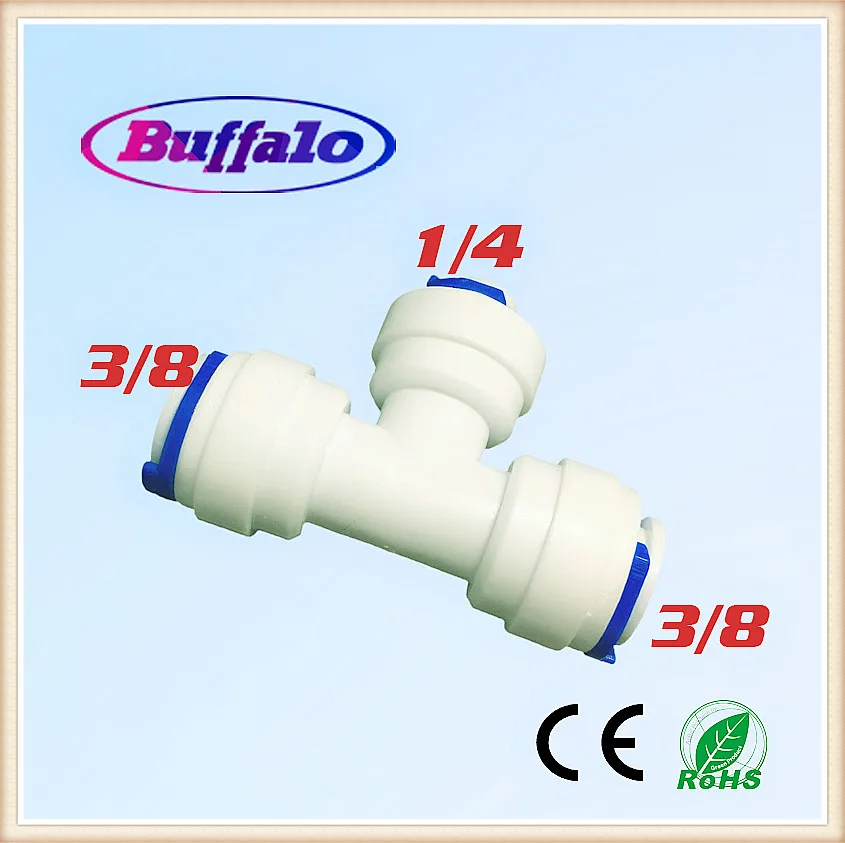 

100PCS Union Tee 3/8"-1/4"-3/8" Connector Fittings Connection Parts for Water Filters / RO Systems