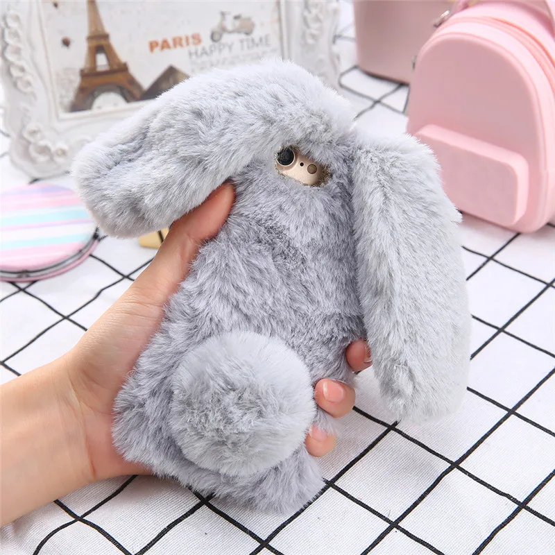 Rhinestone Plush Bunny Cover Case for iPhone 7 Plus (4)