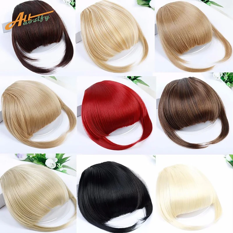 Hair Short Fringe Blonde Clip In Hair Bangs Hairpiece Heat Resistant Fake Bangs Hair Piece Natural Clip In Hair Extensions ALL