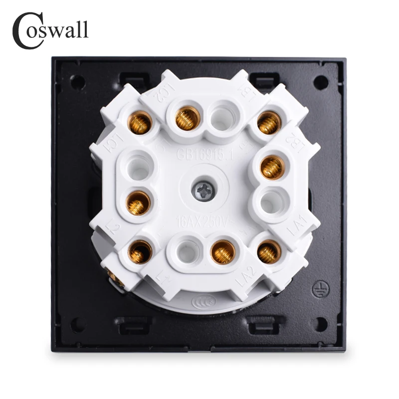 Tanie Coswall 2018 New Arrival 4 Gang 1 Way losowe kliknięcie On Off Wall Light włącznik ze wskaźnikiem led panel ze szkła kryształowego