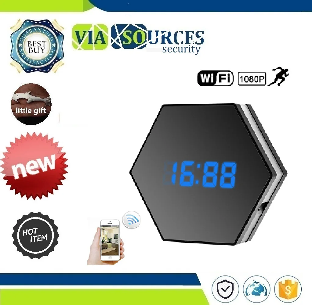 

IP Camera P2P IR light Night Vision Motion Detection WIFI Mini Camera 1080P Time Alarm CCTV Home Security Clock Wireless Nanny