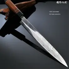 Top grade Sashimi Knife Swedish Powder Damascus Steel RWL34 Rattan handle kitchen knives Japan Sushi knife free shipping 1.2
