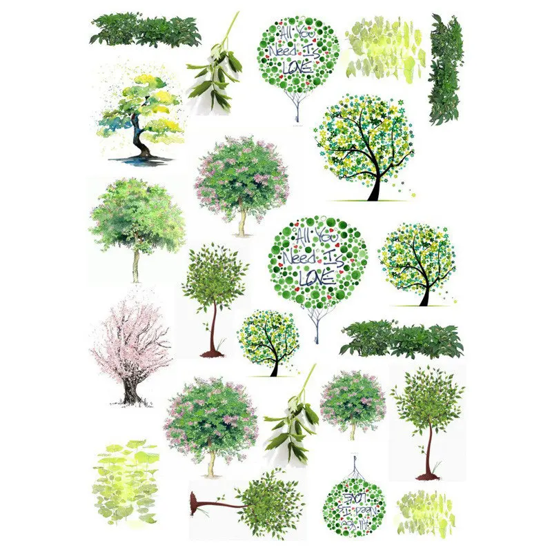 2 PCS Green Love Tree DIY Uncut Autocollant Stationery Scrapbooking Planner Sticker Cute Travel