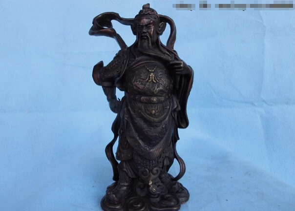 

USPS to USA S1074 10 Chinese Folk Red Bronze Copper Dragon Warrior Guan Gong Guan Yu Buddha Statue (B0328)