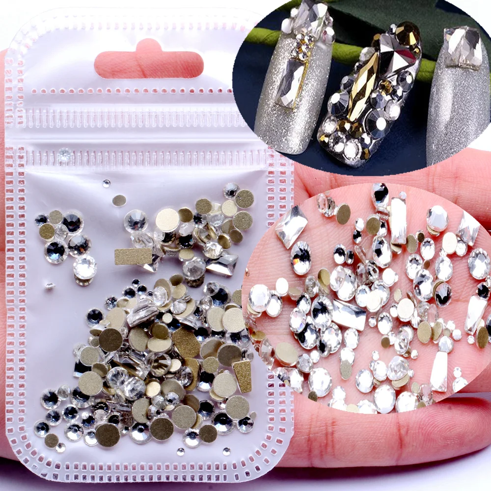 

Nail Flatback New York Storm Rhinestone Super-Flash Mixed Trapezoidal Rectangular Square Transparent Water Drill