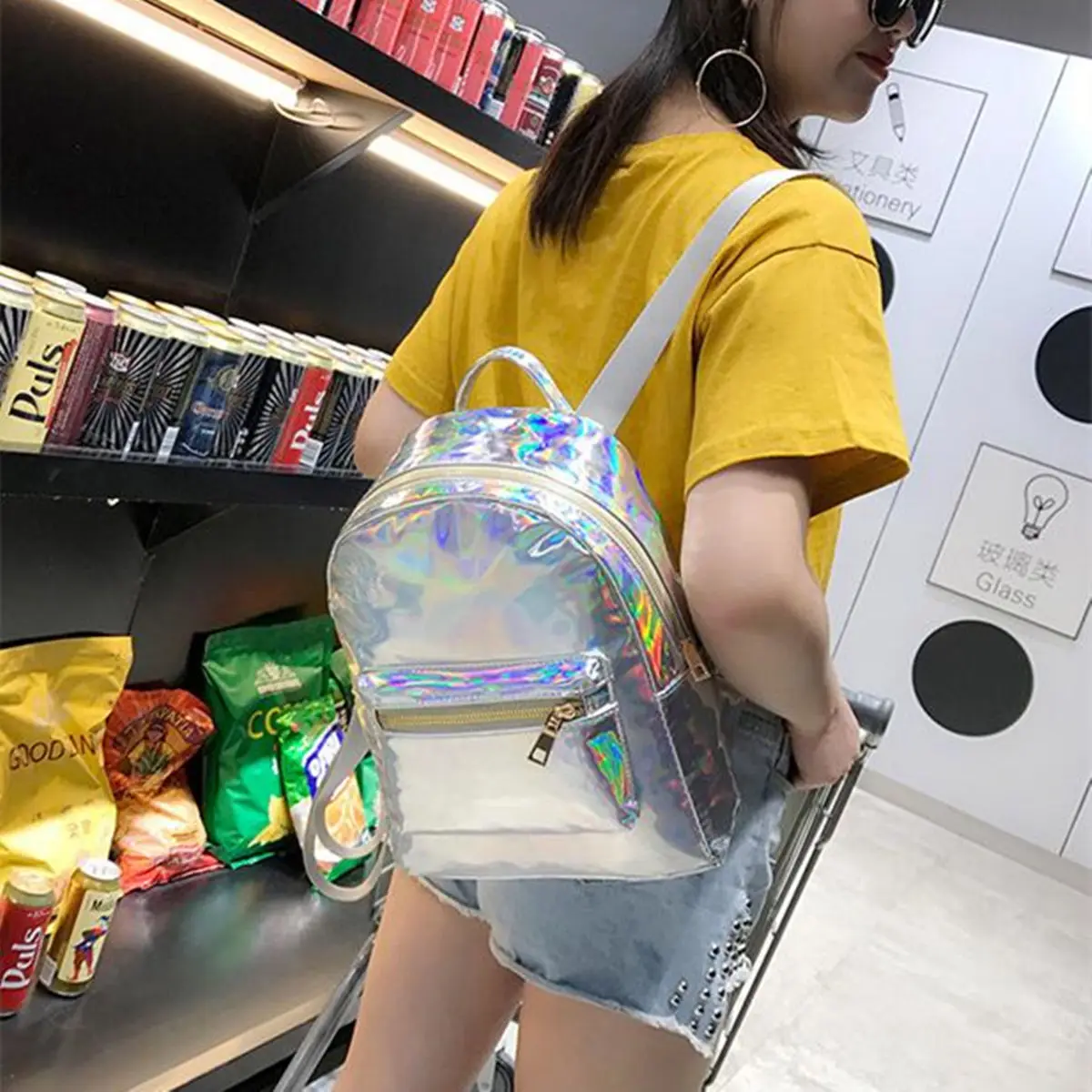  Silver Gold Pink Laser Backpack women girls Bag leather Holographic Backpack school bags for teenag - 32830846094