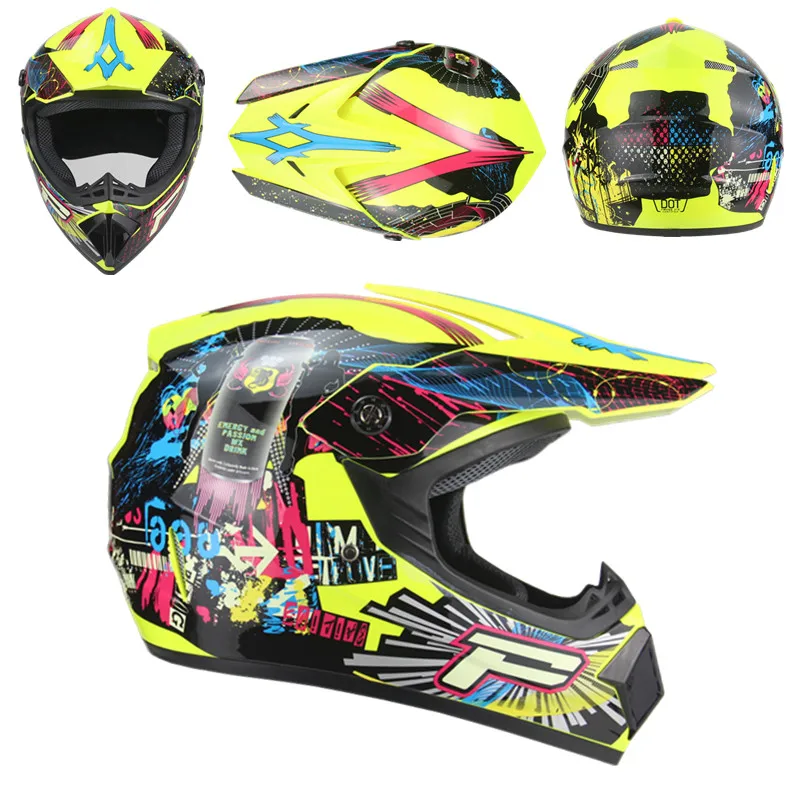 Moto rcycle ATV шлем Мужской Мото шлем высшего качества casco capacete moto cross off road moto cross Racing Шлем DH MTB DOT - Color: Fluorescent yellow 6