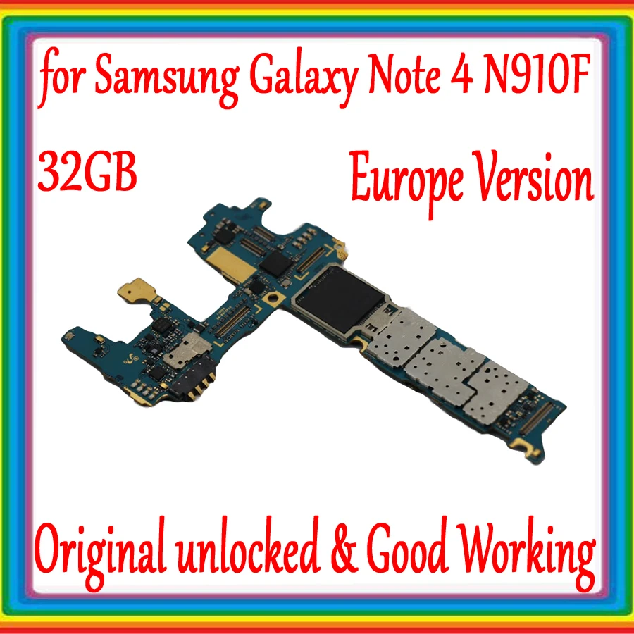 

Europe Version for Samsung Galaxy Note 4 N910F Motherboard,Original unlocked for Note 4 N910F Mainboard with Chips,Good Tested