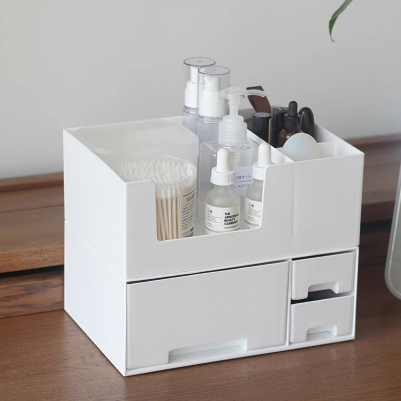 2 Layers Combination Cosmetic Storage Box Dormitory Desktop Lipstick Makeup Skin Care Mask Organizer Dressing Table Container