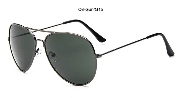 Классические солнцезащитные очки пилота, мужские ретро металлические солнцезащитные очки, тонкие дужки, фирменный дизайн, солнцезащитные очки в ружейной оправе, серые линзы - Цвет линз: C6