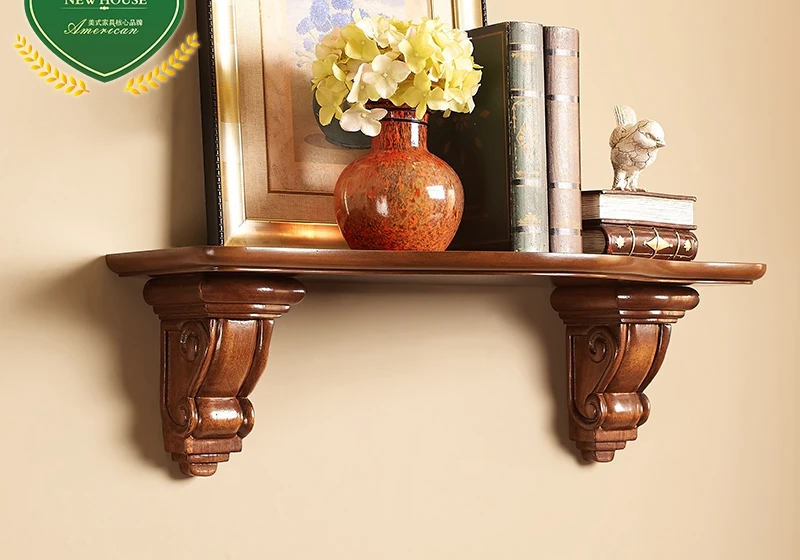 European American wood bookcase shelf word separator wall carving