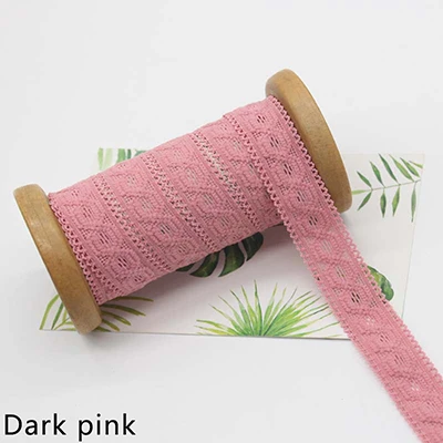 Dark pink Meetee 22 метра 20 мм многоцветная эластичная лента эластичное кружевное полотно DIY Детская резинка для волос одежда швейный материал эластичное кружево EB002 - Цвет: Dark pink