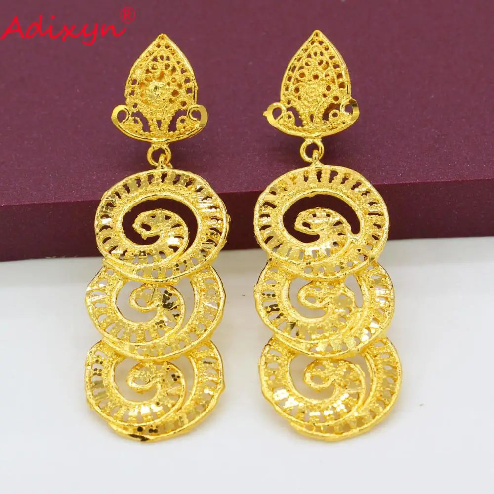 

Adixyn New India Earrings for Women Girls Gold Color&Copper Jewelry Trendy African Gifts N07206