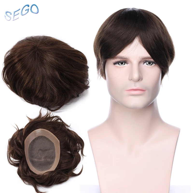 SEGO 6 &quot* 8&quot дюймов прямые кружевные с ПУ мужские Натуральные Цветные не Реми 100%