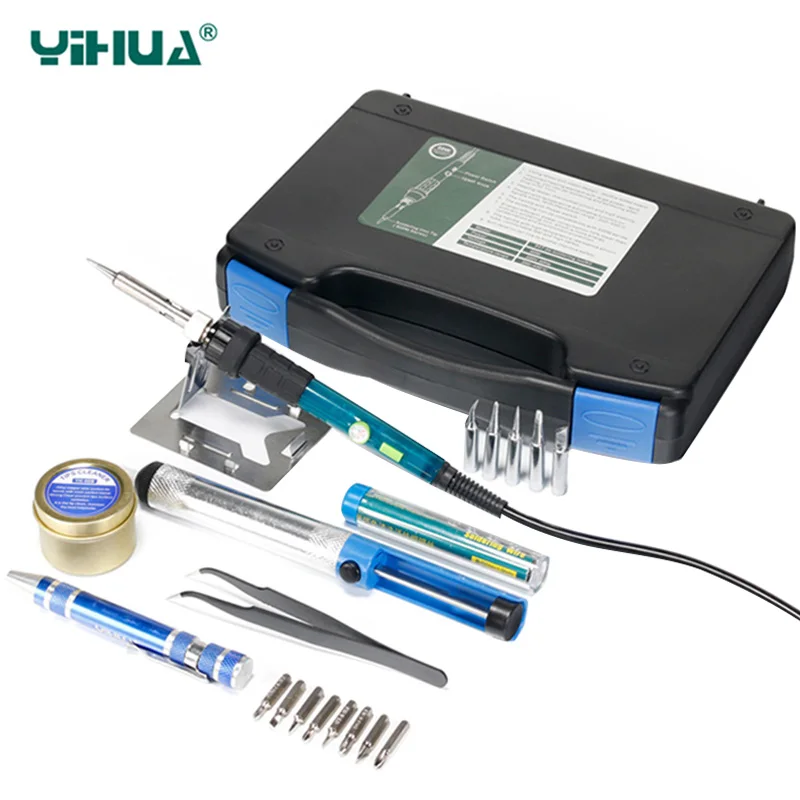 

YIHUA 947-III Electric Soldering Irons 220V 60W Adjustable Temperature Soldering Iron 5pcs Tip Protable Welding Repair Tools Kit