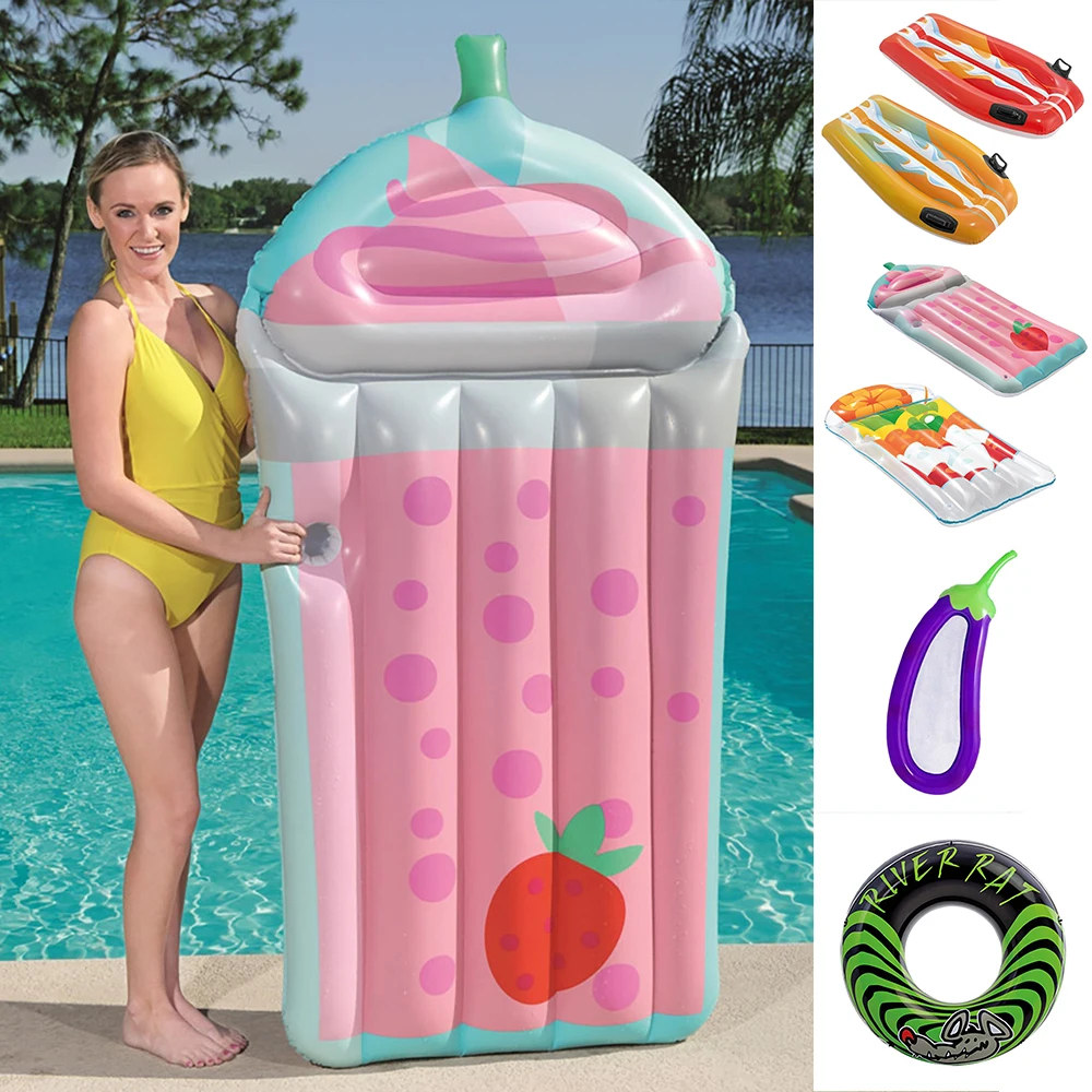 Large Size Kids Inflatable Swimming Float Baby Adult Strawberry Swimming Pool Bed Toy Beach Bathing Party Decoration Safety