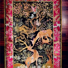 2,7 'x4' пейзаж милый олень черный шелковый ковер ручной работы шелковый ковер украшения ковер