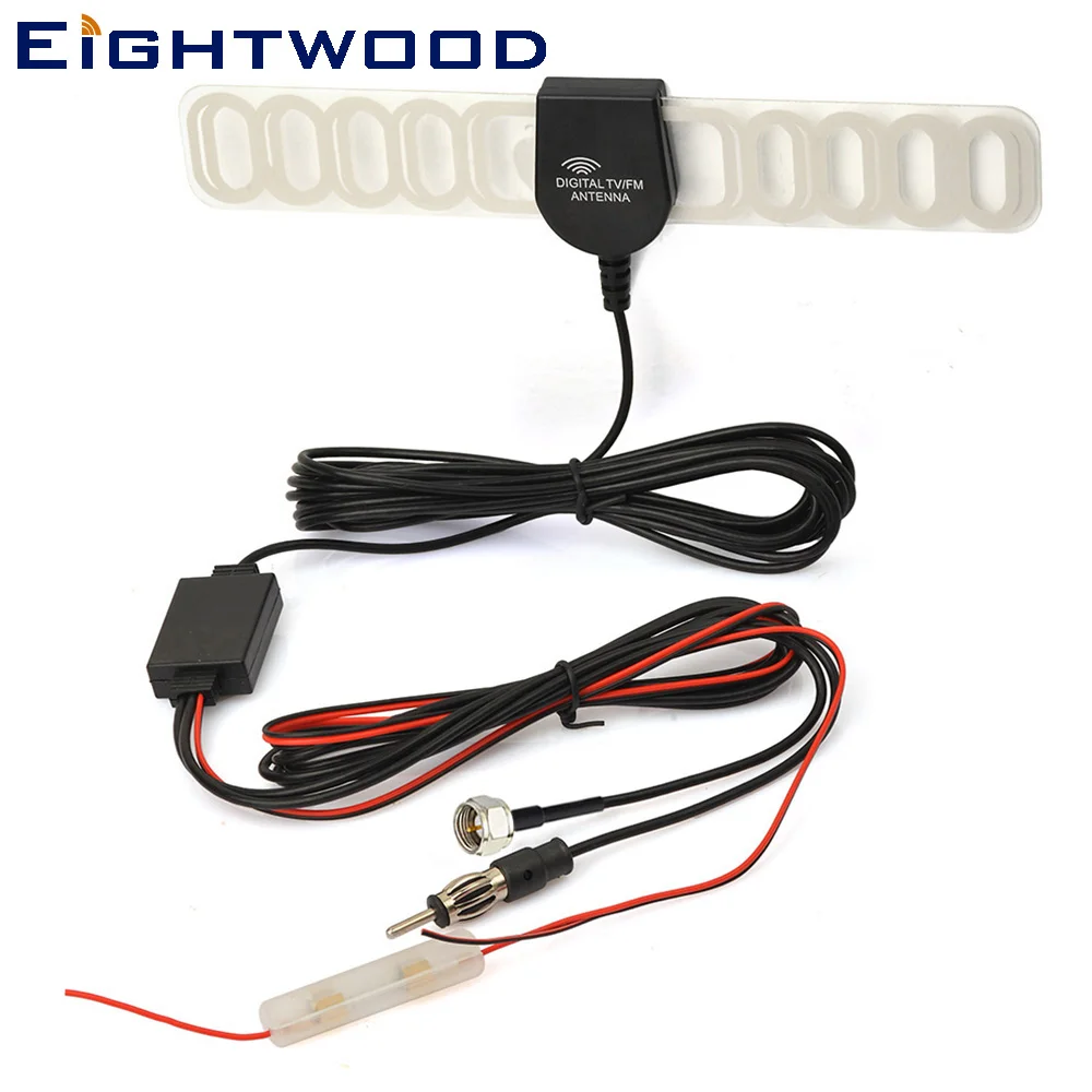 

Eightwood Car Auto Antenna Aerial F Male Connector For Digital TV FM DVB-T T2 DVD Radio Booster Amplifier Windshield Mount