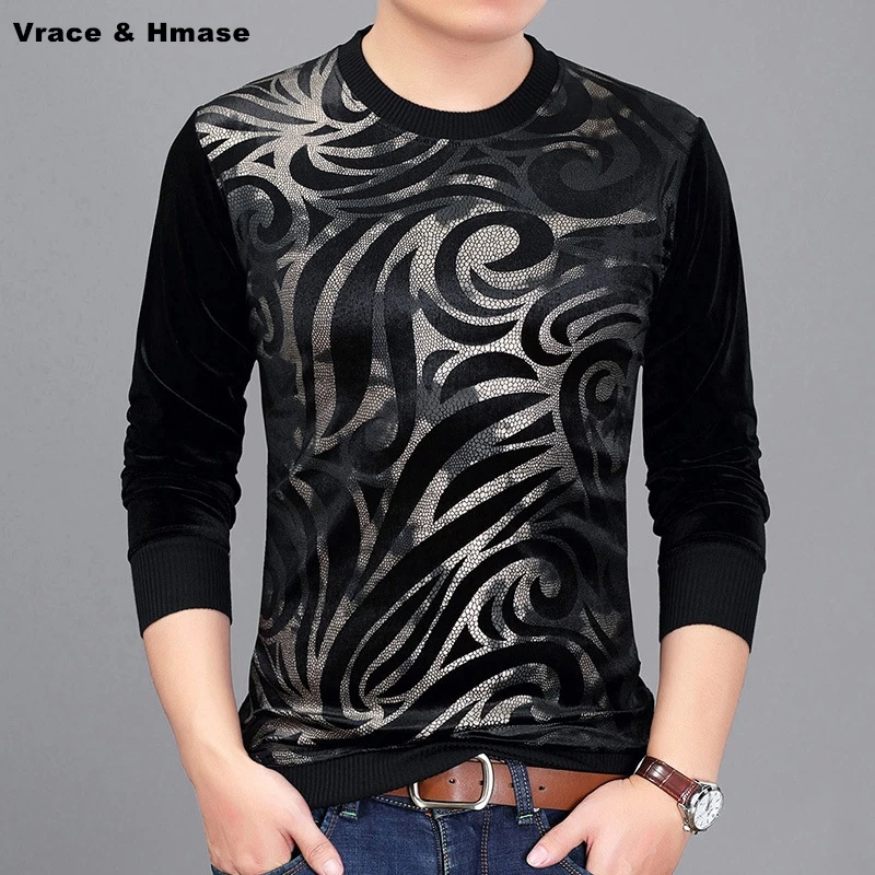 European style fashion personality printing high end long sleeve t ...