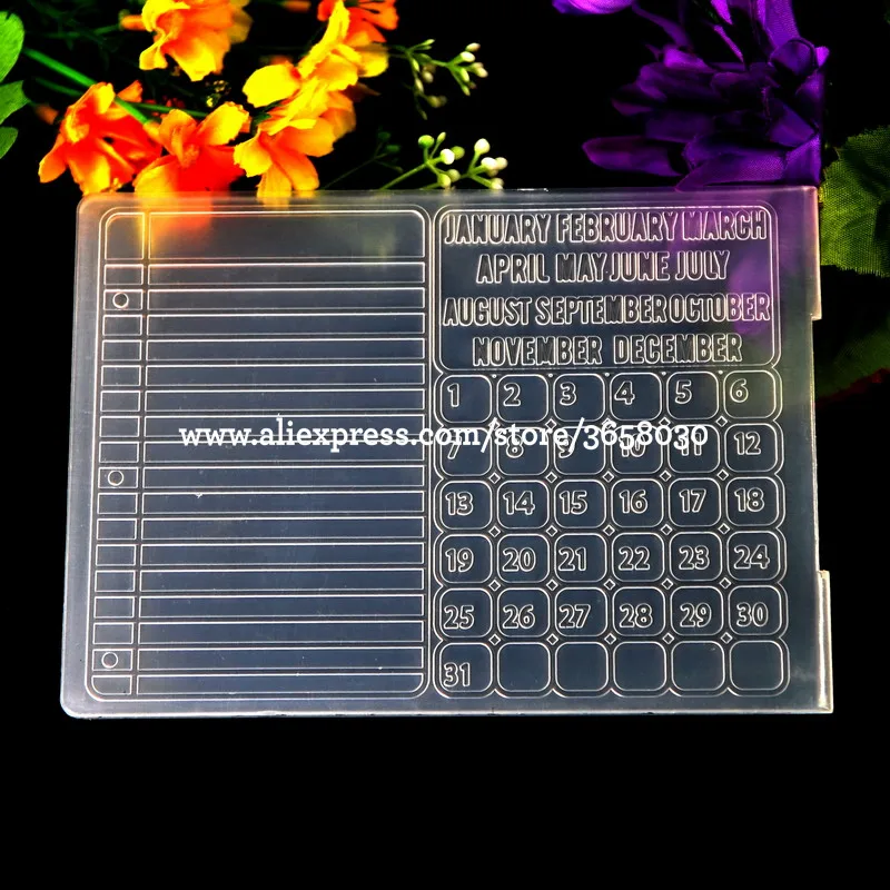 

Calendar Plastic Embossing Folder For Scrapbook DIY Album Card Tool Plastic Template 10.5x14.5cm 8070702