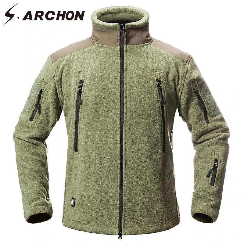 Мужская Утепленная армейская куртка S.ARCHON Повседневная теплая флисовая с