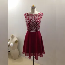 Real Sample Bild 2016 Neue Kurze Ballkleid Sexy Rot Backless Perlen Kristall Strass sahses hesShort Cocktailkleider