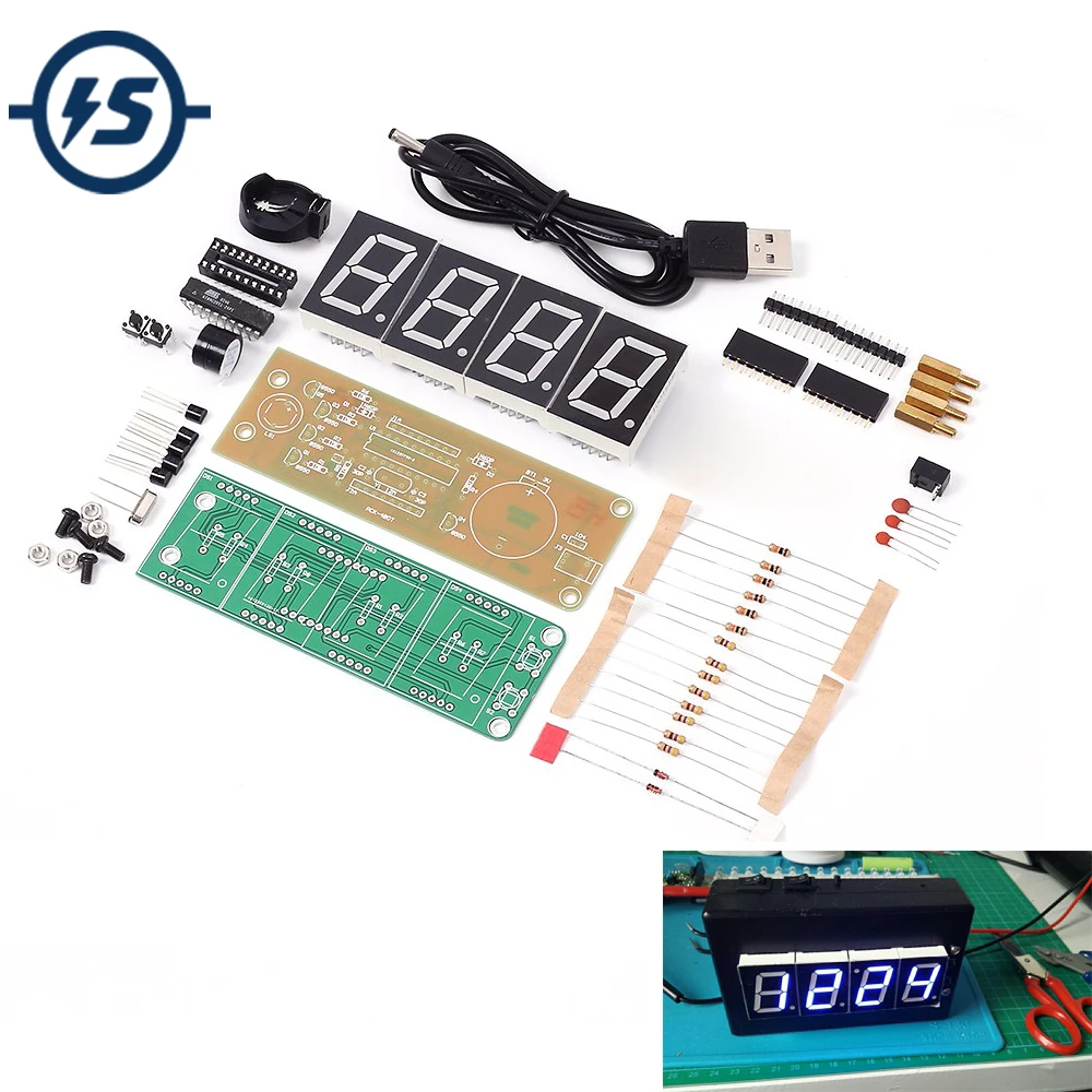 

1 inch 4-Bit Digital Tube LED Clock Kit LED Display Module Blue 4 Digit LED Display Alarm Clock Electronic DIY Kit For Arduino