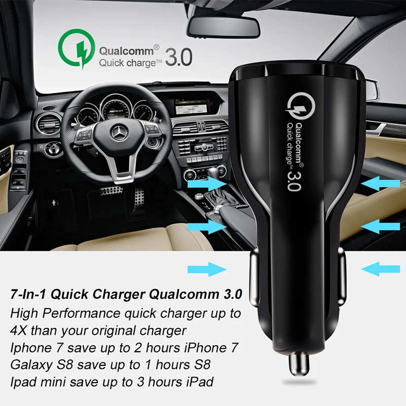 Быстрая зарядка QC 3 0 USB Автомобильное зарядное устройство для Мобильный телефон