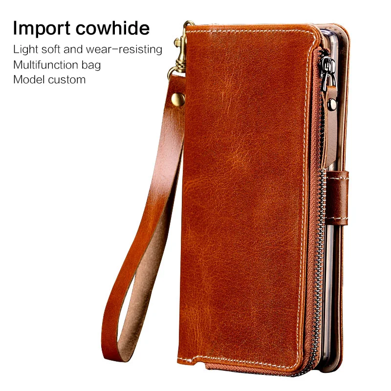 Zipper Genuine Leather Stand Holder Case For Xiaomi Redmi Note 9 Pro 9s Note 8 pro 8T Note 7 Note 6 5 7A 6a 5a 4x 8 Wallet Bags Zipper Genuine Leather Stand Holder Case For Xiaomi Redmi Note 9 Pro 9s Note 8 pro 8T Note 7 Note 6 5 7A 6a 5a 4x 8 Wallet Bags
