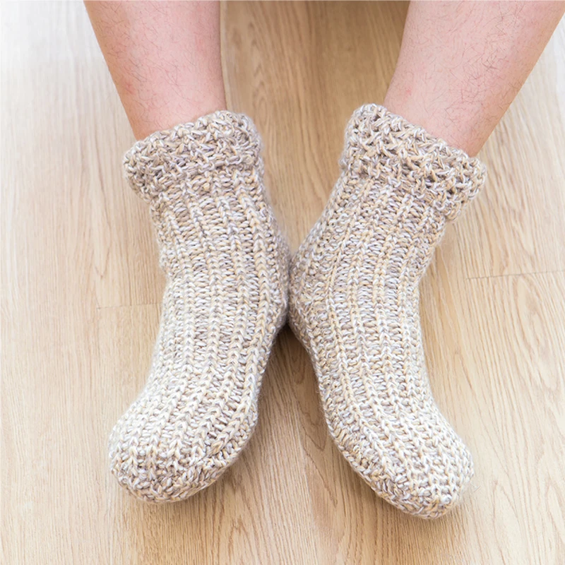 Zuzuwu/2 пары мужских носков-тапочек с подкладкой из искусственного меха; теплые зимние домашние носки из плотного флиса; домашние носки - Цвет: Хаки