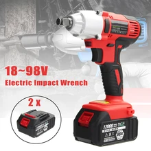 AC 100-240V 12000mah Electric Wrench 400Nm Lithium-Ion Cordless Impact Wrench 2 Batteries 1 Charger Power Tool
