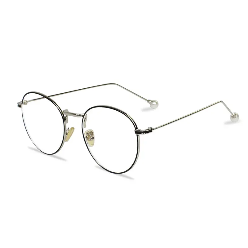 Круглые компьютерные очки, прозрачные женские и мужские игровые очки, круглые очки, оптическая оправа Lentes Opticos Mujer, прозрачные линзы - Цвет оправы: Black Silver