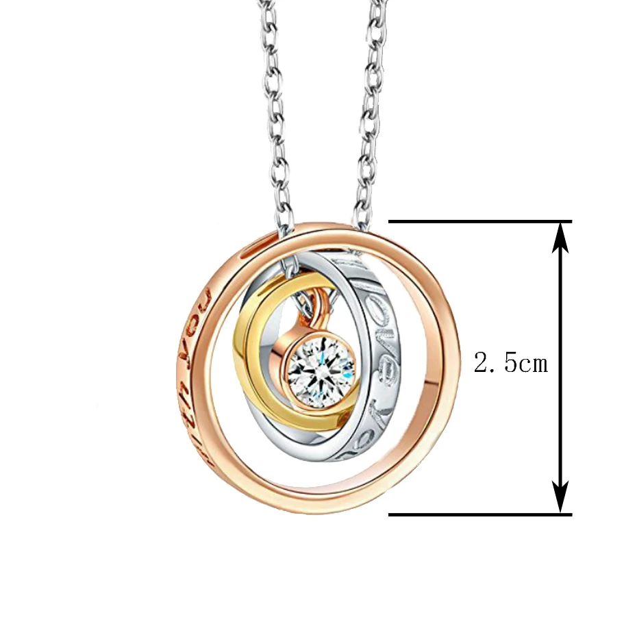 EVERLEAD  Fashion round double circle chain necklaces & pendants rose gold party jewelry female gift set (02)