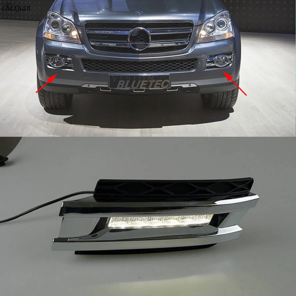 

CSCSNL 1 set For Mercedes Benz W164 GL320 GL350 GL450 2006 2007 2009 LED DRL Daytime Running Lights With ABS fog lamps Cover