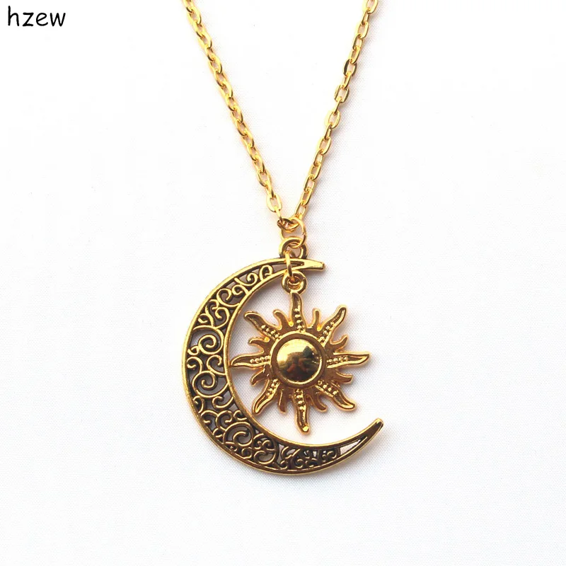 

60cm Sun and crescent moon charm necklace Boho Hippie necklace