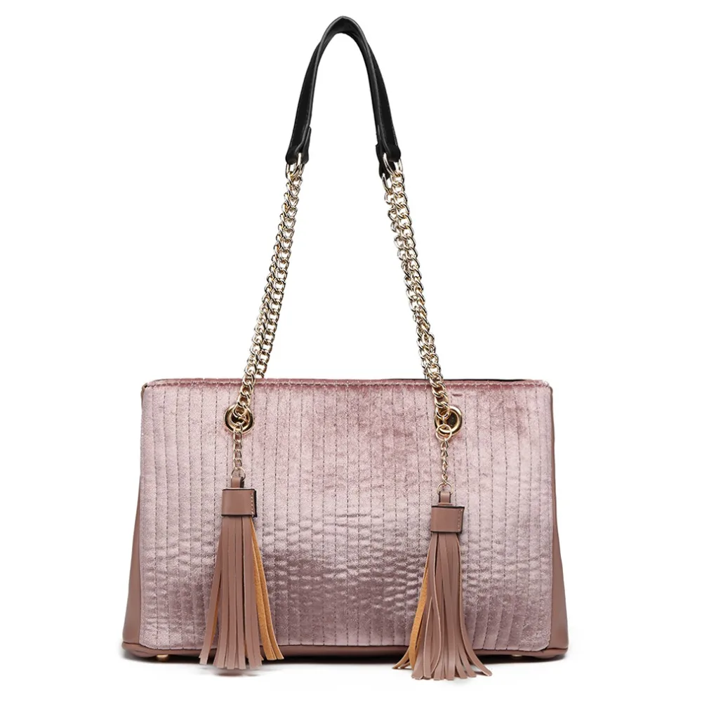 Miss Lulu Brand Women Handbags Chain Shoulder Bags Ladies Pink PU