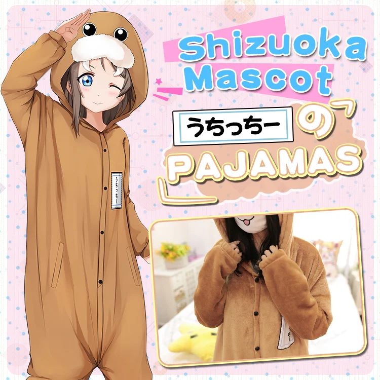 

Anime LoveLive! Sunshine!! Aqours Flannel Pajamas Kawaii Sea Lion Sleepwear Women Onesie Pyjamas Female Nightwear Home Clothing
